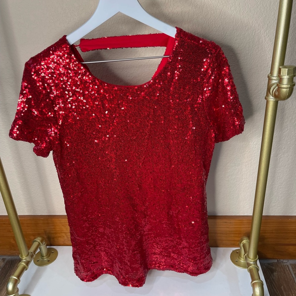 Red Sequin Women's Top